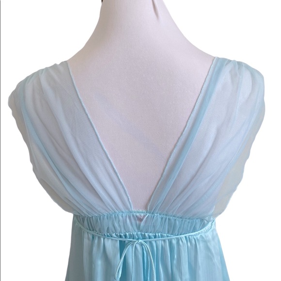Oscar de la Renta Pink Label Sheer Blue Empire Waist Chemise Size M - Picture 5 of 8